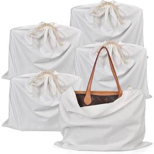 lot 8105 image: Hamboly 100% Cotton Dust Cover Storage Bags, 5 Pack, 21 x 19 In, White