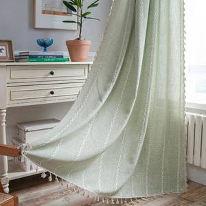 lot 8109 image: Sutuo Home Boho Curtain Panel 52 x 63 Inch Sage Green