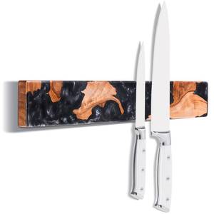 lot 8112 image: ENOKING Magnetic Knife Holder 16 Inch Acacia Burl Wood & Black Resin