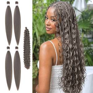 lot 8461 image: Leticia Boho Braiding Hair Pre-Stretched Synthetic 26 Inch Grey