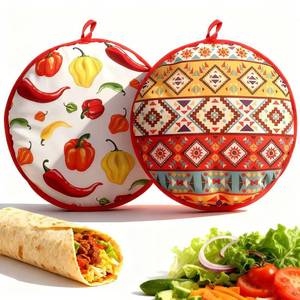 lot 8466 image: XIAEQOH Tortilla Warmers 2 Pack Insulated Microwavable Cloth Pouch