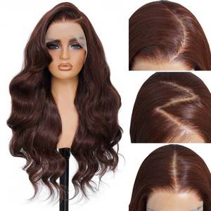 lot 8472 image: Sheshakewave Body Wave Lace Front Wig 13x6 Pre Plucked Auburn 28 Inch Synthetic