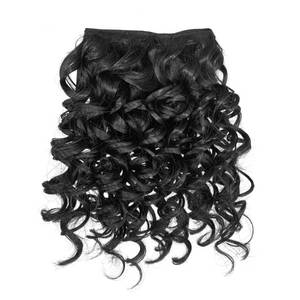 lot 8479 image: UAmy Hair Curly Clip-In Bangs 5.5 Inch 1B Natural Black with 2 BB Clips