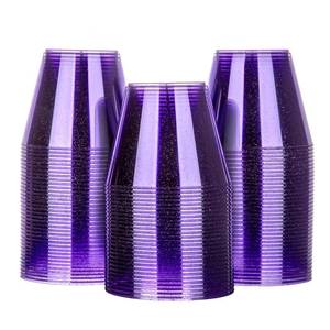 lot 13510 image: Homy Feel Purple Glitter Plastic Cups 9 oz 100 Count