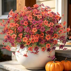 lot 13524 image: ZFProcess Artificial Fall Flowers Fake Mums UV Resistant 12 Bundles