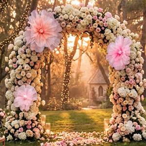 lot 13527 image: Havawish 3 Pcs Giant Tulle Artificial Flowers 15.8-23.6 In Diameter