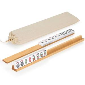 lot 13528 image: QUEENLINK Beechwood Mahjong Racks with Pushers 17 Inch Set of 4