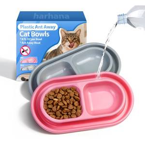 lot 13546 image: Harhana Outdoor Cat Bowl Ant Away Water Moat Double Bowl Small 2 Pack