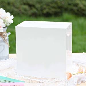 lot 13547 image: UNIQOOO White Acrylic Wedding Card Box With Slot 10x10x5.5 In