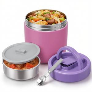 lot 13566 image: Pawtong Insulated Food Thermos 40.5oz Stainless Steel Pink