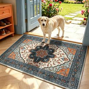 lot 13585 image: YarnScape Machine Washable Runner Rug 26 x 8 Non-Slip Low-Pile