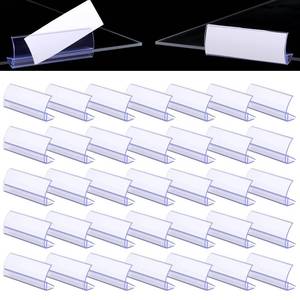 lot 13590 image: Fulmoon Glass Shelf Sign Holder 100 Pcs 3 in x 1.1 in Clear