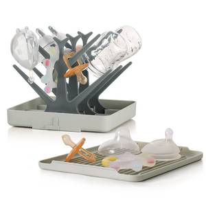 lot 13591 image: Haakaa Foldable Baby Bottle Drying Rack with Tray, Grey