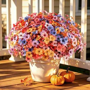 lot 13592 image: TrueGlo Artificial Fall Flowers 24 Bundles UV Resistant Outdoor Faux Mums
