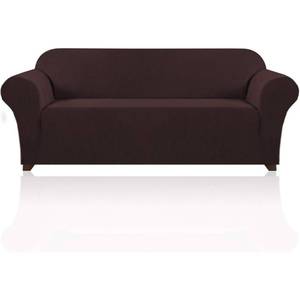 lot 13597 image: PrinceDeco Stretch Sofa Cover Slipcover Brown Large Sofa 90-100 Inch