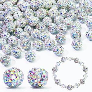 lot 14003 image: Dowarm 10mm Round Rhinestone Clay Beads 110 Pcs Crystal AB
