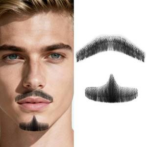 lot 14011 image: Puheca Fake Goatee Beard Mustache Handmade Full Lace Double Sided Tape