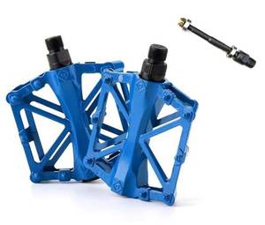 lot 14012 image: Free-fly Bicycle Platform Pedals Aluminum 916 Inch Spindle with Pins Blue
