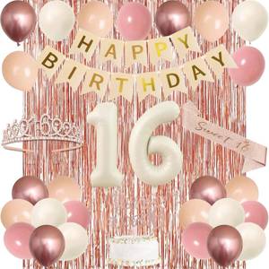 lot 14013 image: 16th Birthday Party Decorations Set Blush Pink Rose Gold