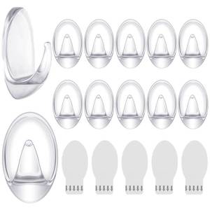 lot 14027 image: Blulu Clear Adhesive Wall Hooks 12 Pcs Heavy Duty 22 lb