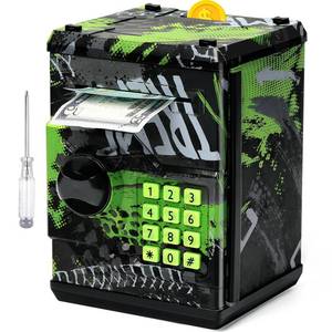 lot 14408 image: Vcertcpl Mini ATM Piggy Bank for Kids with 4-Digit Password Safe