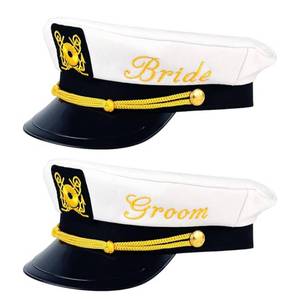 lot 14409 image: Brosash Bride & Groom Captains Hats Nautical Bachelor Party Set