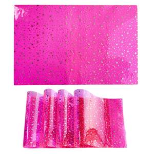 lot 14415 image: Kasepie Crystal Clear Vinyl Placemats Set of 4, 17.5x12 Inch, Pink Star