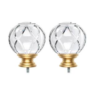 lot 14421 image: KAMANINA Gold Curtain Rod Finials for 1 or 78 Inch Rods, Crystal Netted