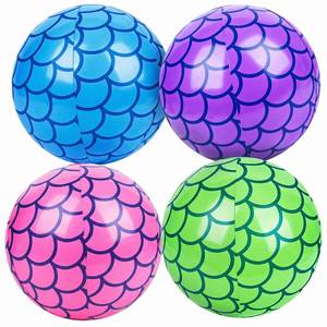 lot 14457 image: FUTUREPLUSX 4 Pack Inflatable Beach Balls 10 Inch Mermaid Scale Pool Balls