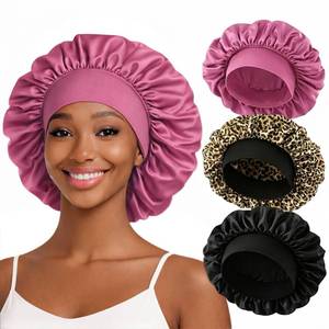 lot 14461 image: ZHENSILK Satin Silk Sleep Bonnet for Women, Large 3-Pack with Elastic Band