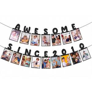lot 14484 image: Fulmoon Awesome Since 2010 Photo Banner 16th Birthday Black