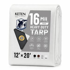 lot 17758 image: Keten Heavy Duty Waterproof Tarp 12 x 20 ft 16 Mil White