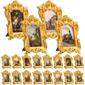 lot 17760 image: AceOrbit Mini Oval Gold Picture Frames 20 Pcs Vintage Tabletop Wall Hanging