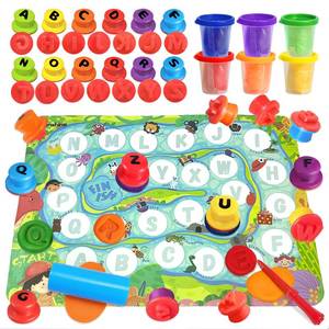 lot 17765 image: Crelloci Alphabet Stamp Color Dough Kit with 26 Letter Stamps and 6 Pots