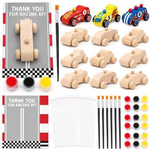 lot 17766 image: Moltby DIY Paint Your Own Wooden Race Car Kit 12 Pack