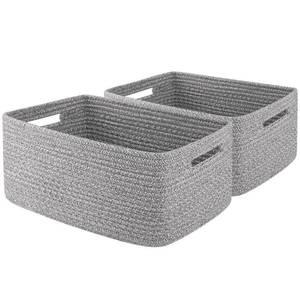 lot 17779 image: OIAHOMY Woven Rope Storage Basket 15.75 x 11.81 x 7.09 In 2 Pack Grey