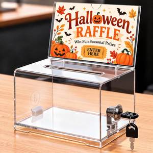 lot 17781 image: KYODOLED Clear Acrylic Donation Box with Lock & Ticket Slot