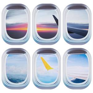 lot 17793 image: Drydiet Airplane Wing Wall Stickers 6 Pcs 14 x 20 Inch Sky