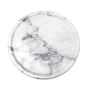 lot 17827 image: Daszui Natural Marble Round Decorative Tray 8 Inch White