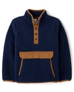 lot 18116 image: Gymboree Boys Toddler Long Sleeve Half Snap Sherpa Pullover Tidal 3 Years