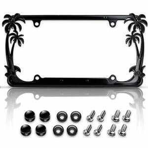 lot 18120 image: Nightingale Villa 3D Black Palm Tree License Plate Frame Zinc Alloy 4-Hole