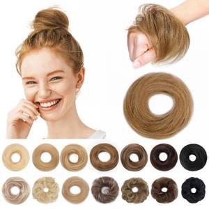 lot 18134 image: SEGO Messy Bun Hair Pieces Human Hair Bun Extensions #12 Golden Brown