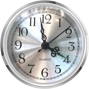 lot 18146 image: HILLHOME Mini Clock Insert 3-12 Inch Round Quartz Fit-Up Movement Silver Dial