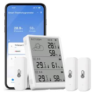 lot 18149 image: SENCKIT WiFi Indoor Hygrometer Thermometer 1 Base Station 3 Sensors