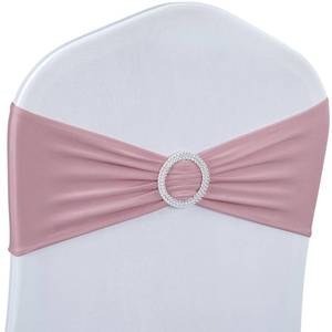 lot 18152 image: Babenest Spandex Chair Sashes Bows With Buckle 30 Pcs Dusty Pink Wedding