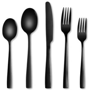 lot 18161 image: Vyndicca Black Stainless Steel Flatware Set 20 Pc Service for 4