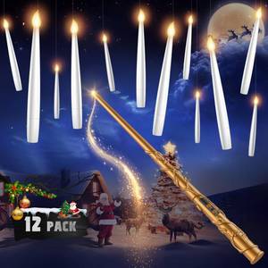 lot 18164 image: TLPUHU Floating Flameless LED Candles with Wand Remote, Flickering