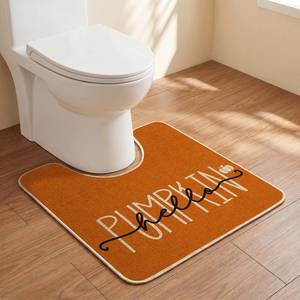 lot 18169 image: Artoid Mode U-Shaped Toilet Rug 20x24 Inch Orange Hello Pumpkin Fall