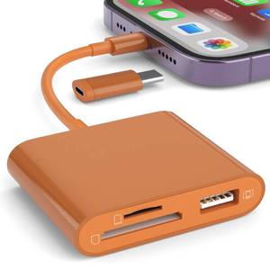 lot 18170 image: SZHAIYIJIN SD Card Reader for iPhone, USB-C & Lightning, SDTF, Terracotta