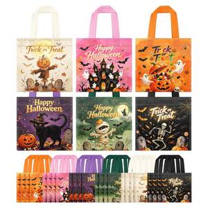 lot 18176 image: XiaosRen Non-Woven Halloween Trick or Treat Tote Bags 24 Pack 8.3x8.7 Inch